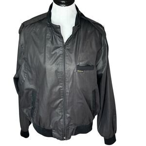 Vintage 80s Montgomery Ward Jacket Women XXL Runs Small Black Bomber Racer